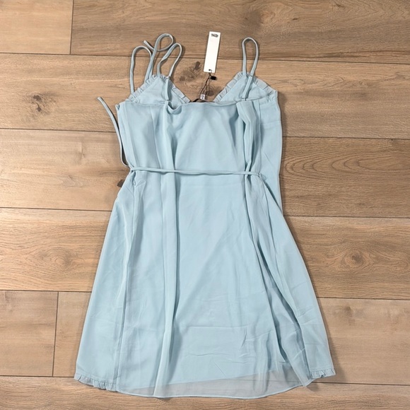 Naked Zebra Light Blue Ruffle Wrap Tank Dress NWT - Picture 11 of 13